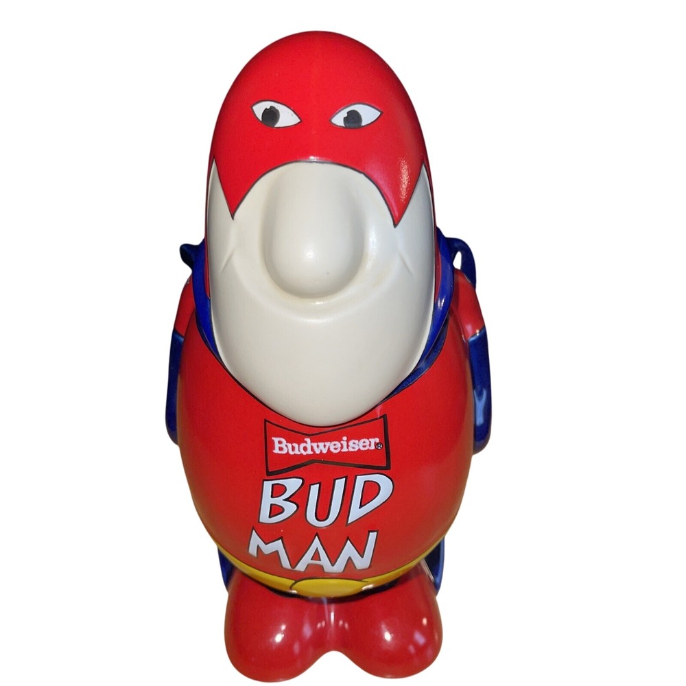 Budweiser Bud Man Ceramic Beer Stein with Lid Collectible